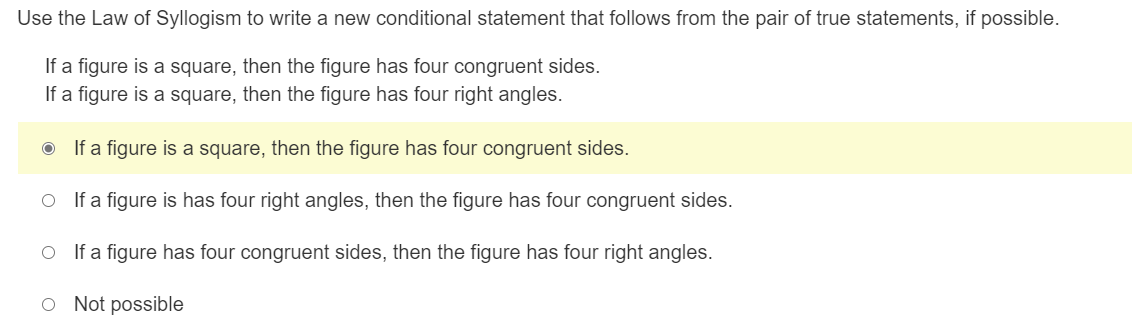 Use the Law of Syllogism to write a new