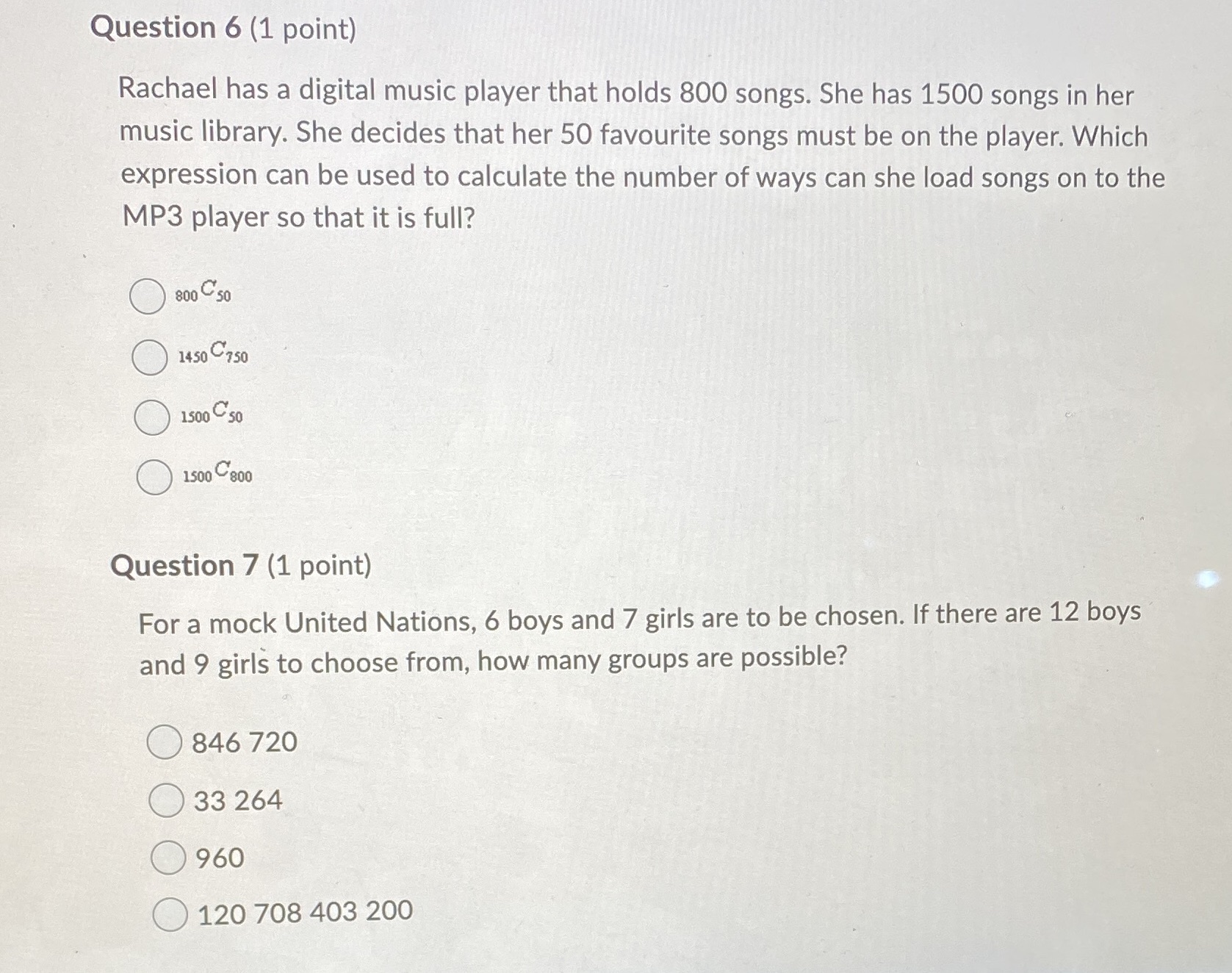 Question 6 (1 point) Rachael has a digital music