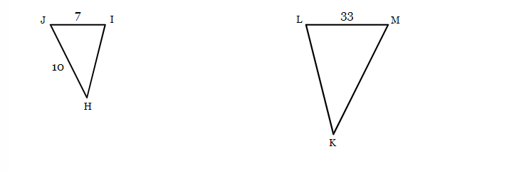 Triangle HIJ is similar to triangle KLM. Find the