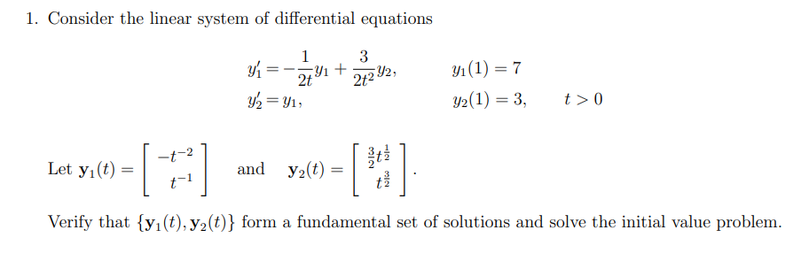 Please help me! 1. Consider the linear system of