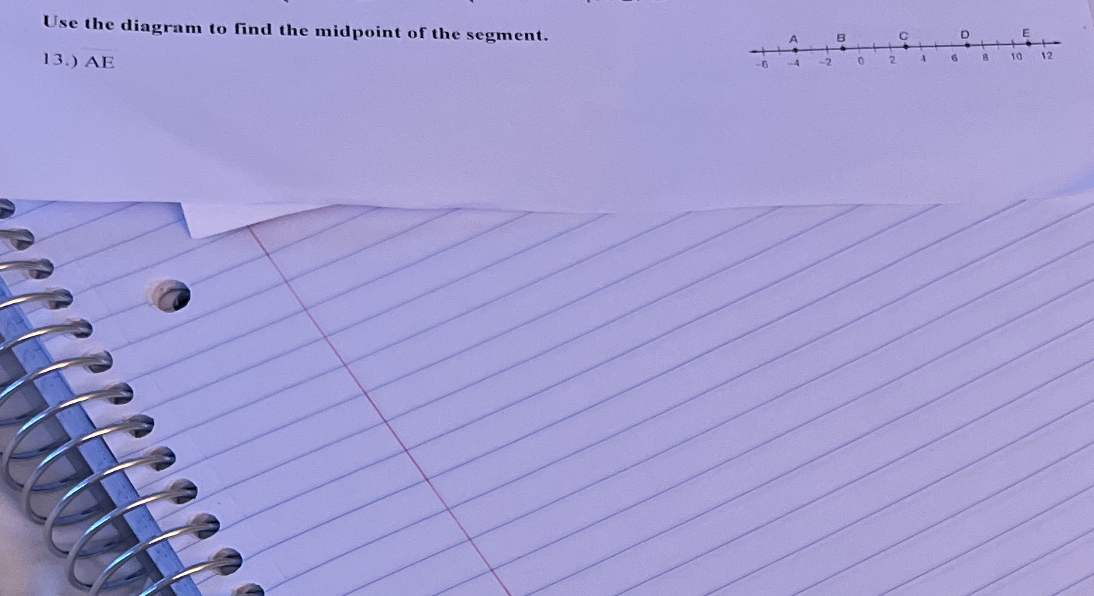 Use the diagram to find the midpoint of the