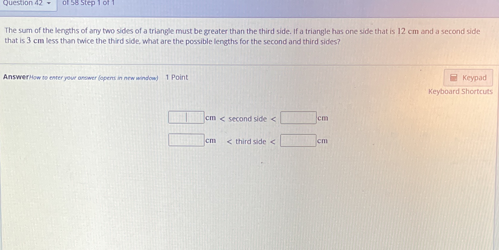Question 42 - of 58 Step 1 of 1 The sum of the