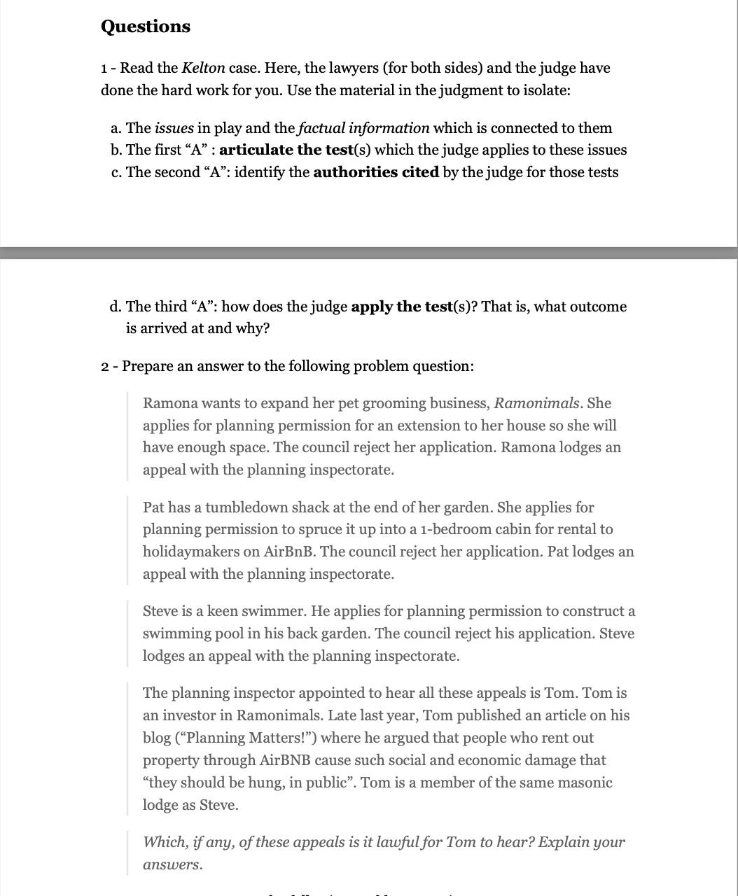 Read the case below: Questions 1 - Read the