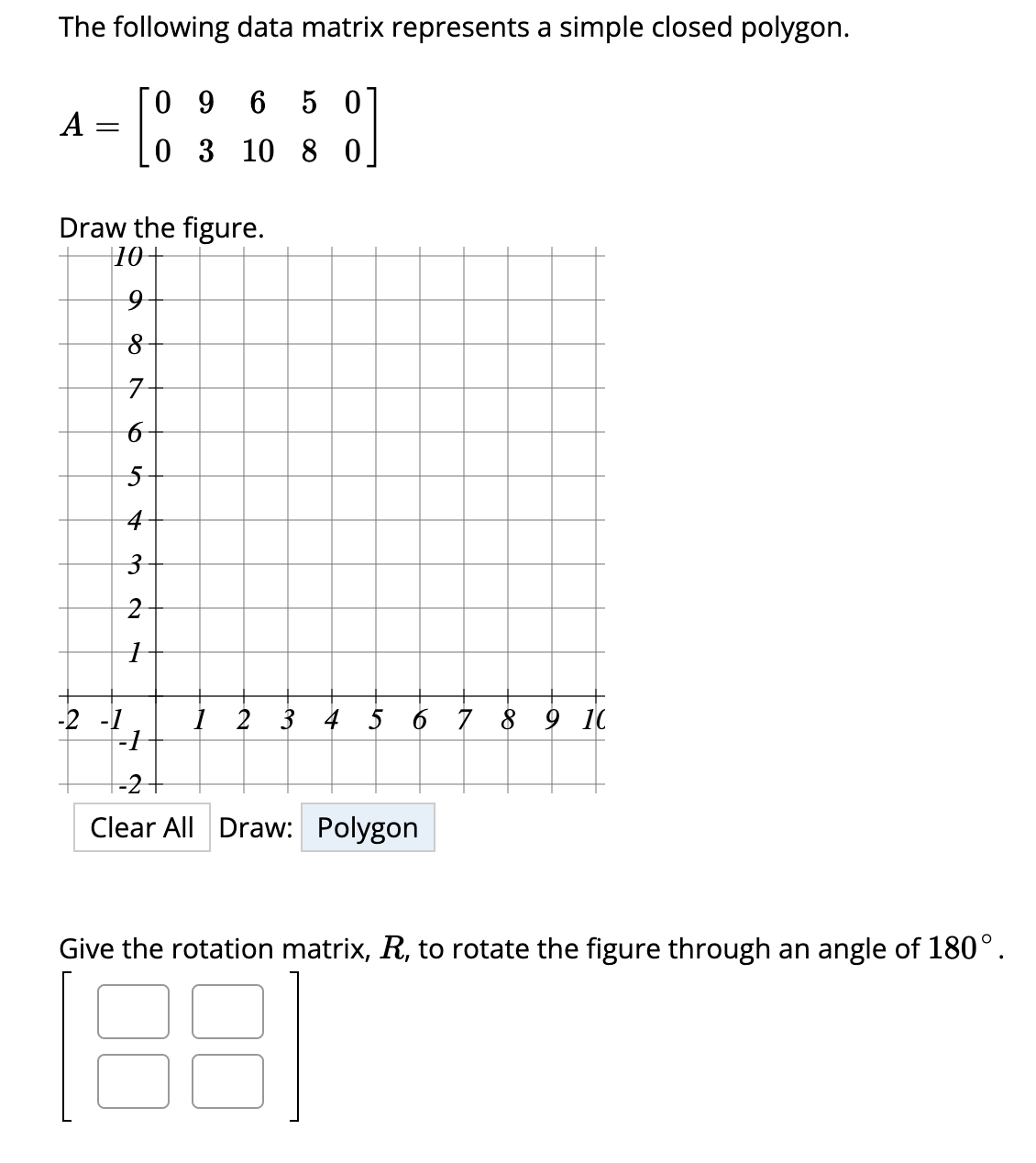 The following data matrix represents a simple