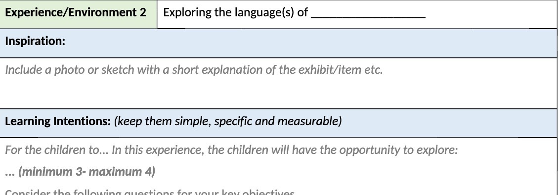 Experience/Environment 2 Exploring the