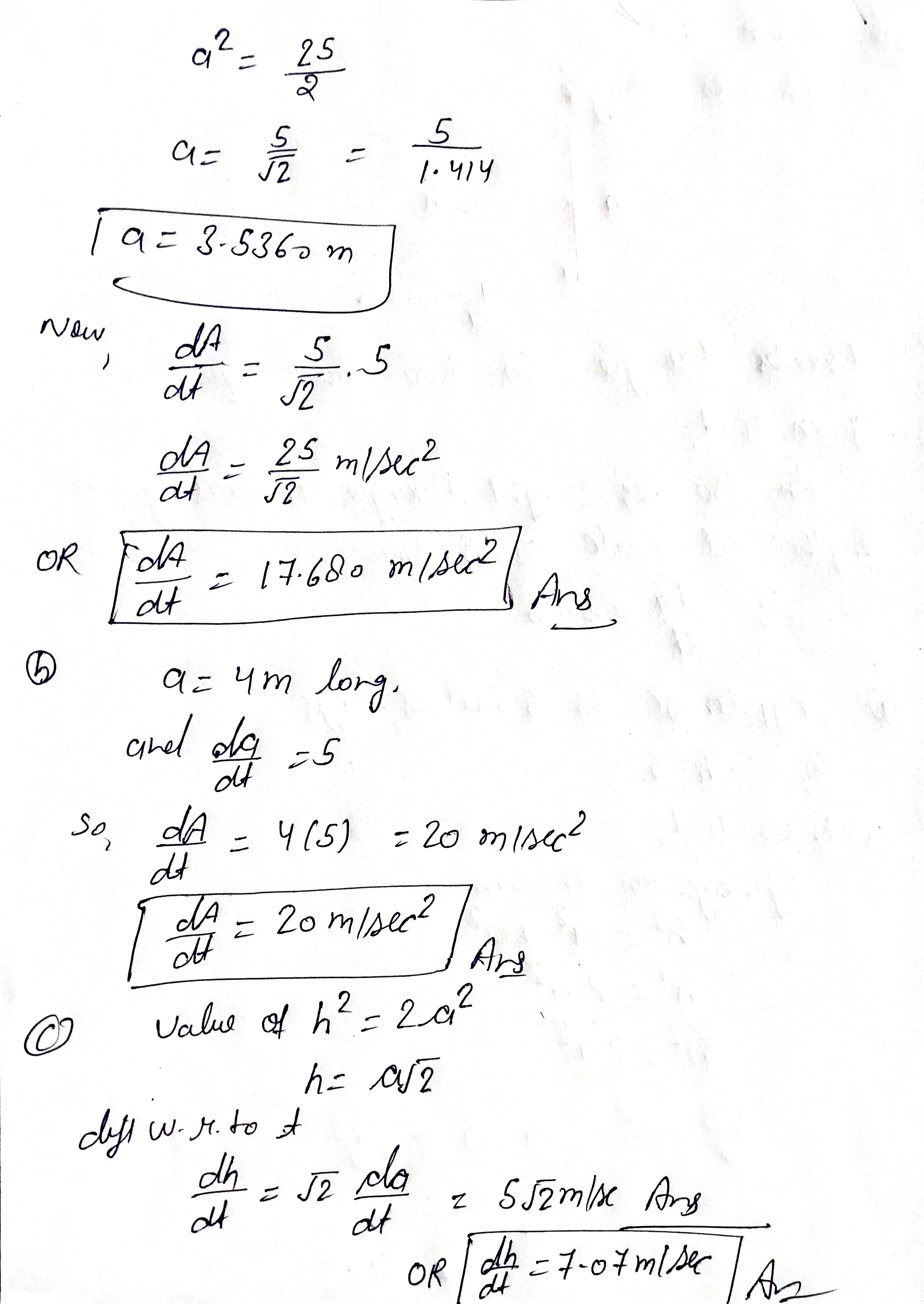 You have the legs of an isosceles right triangle