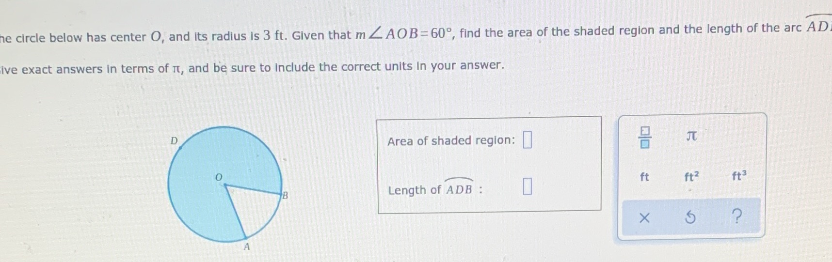 The circle below have center O, and it's radius