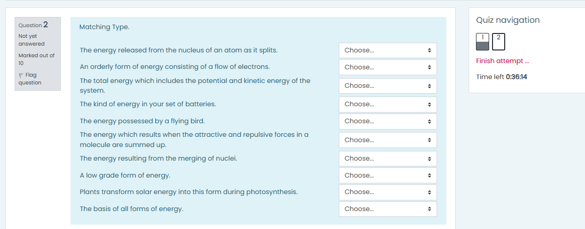 Question 2 Mot yet answered Marked out of 10 Flag