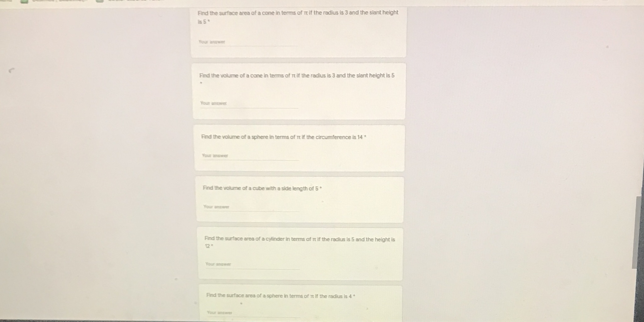 Need answers Find the surface area of a cone in