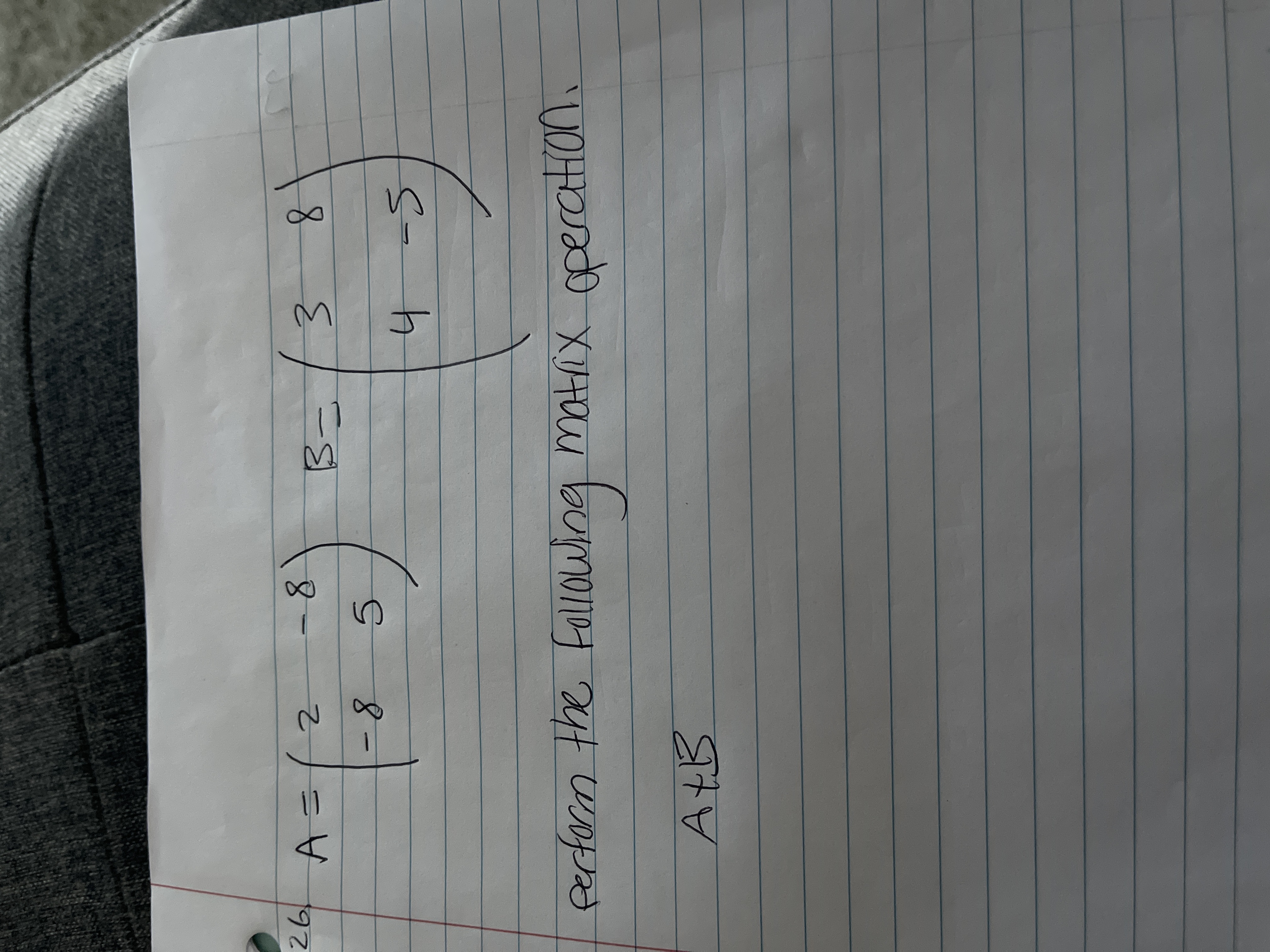 261 A = / 2 - 8 B - / 3 8 - 8 5 4 - 5 perform the