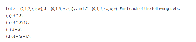 need help in following Let A = {0, 1, 2, i, ii,