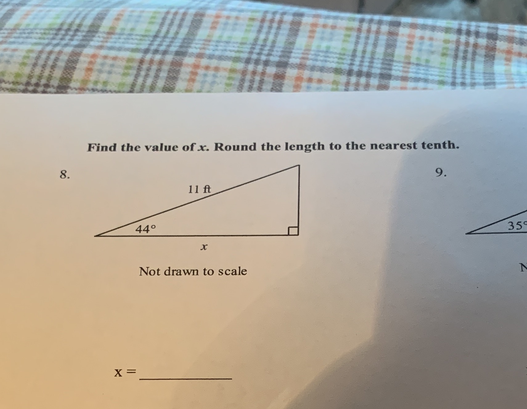 Find the value of x. Round to the nearest 10th