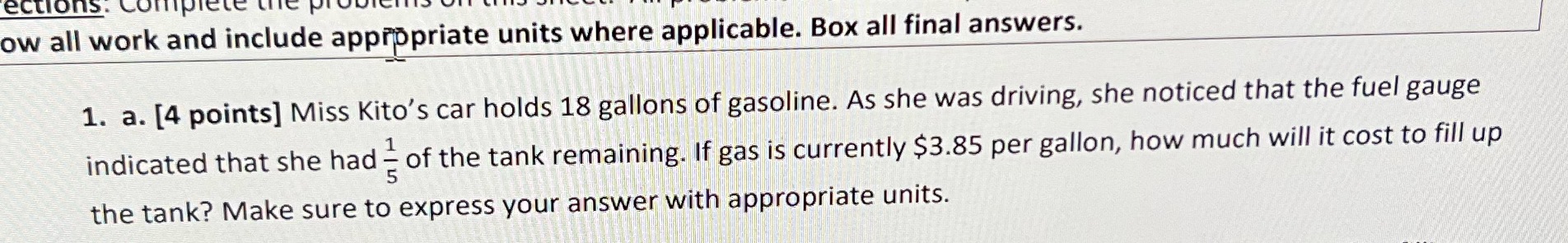 ections. comple ow all work and include