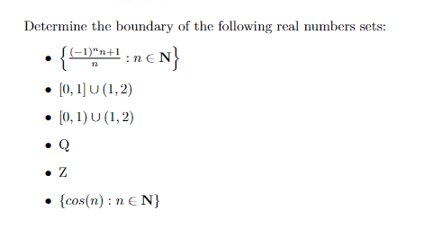 Determine the boundary of the following real