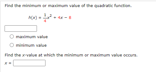 Find the minimum cur maximum value of the