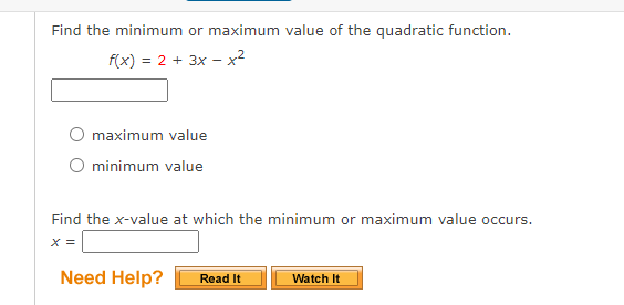 Find the minimum cur maximum value of the