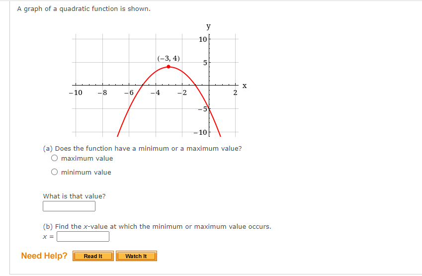 Find the minimum cur maximum value of the