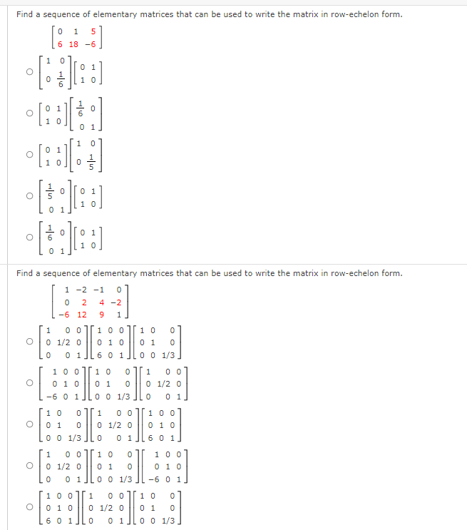 Find a sequence of elementary matrices that can
