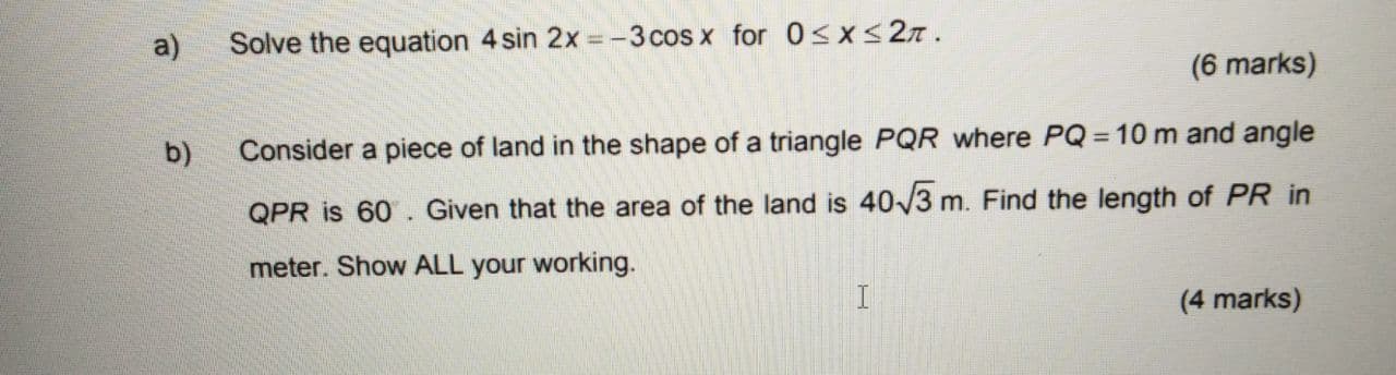 i want this answer asap a) Solve the equation 4