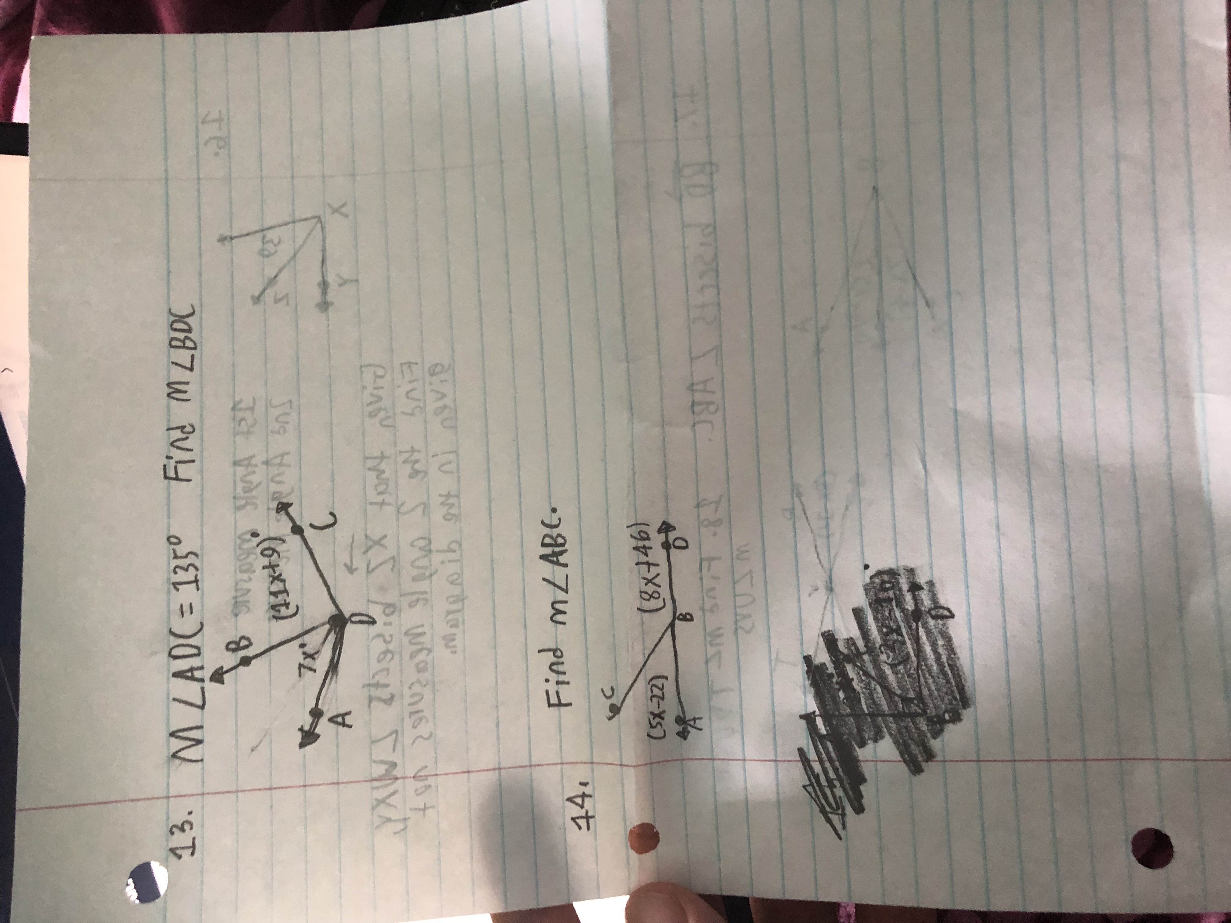 16. 1 st Angle measure 39 and Angle measure X Y