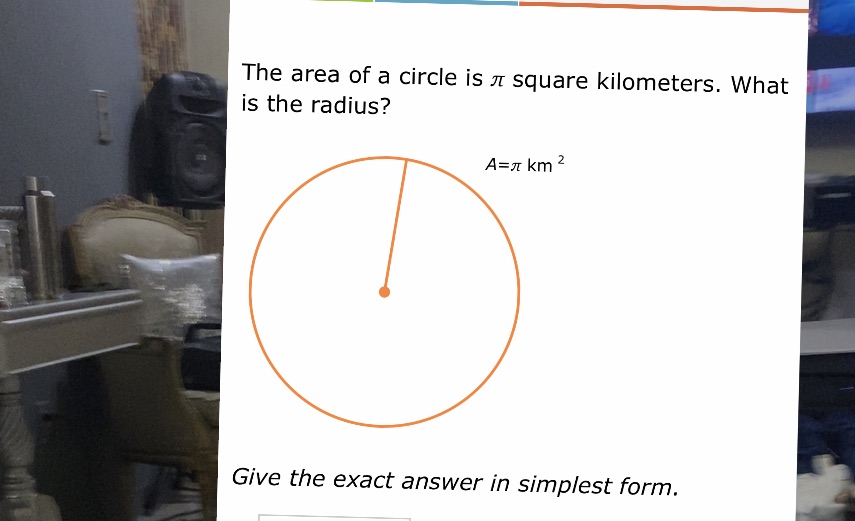 The area of a circle is it square kilometers.