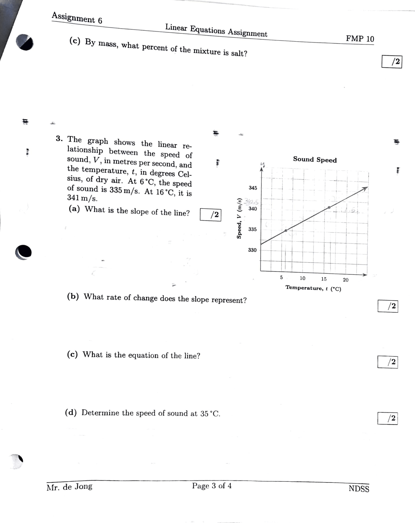 Assignment 6 Linear Equations Assignment Name: