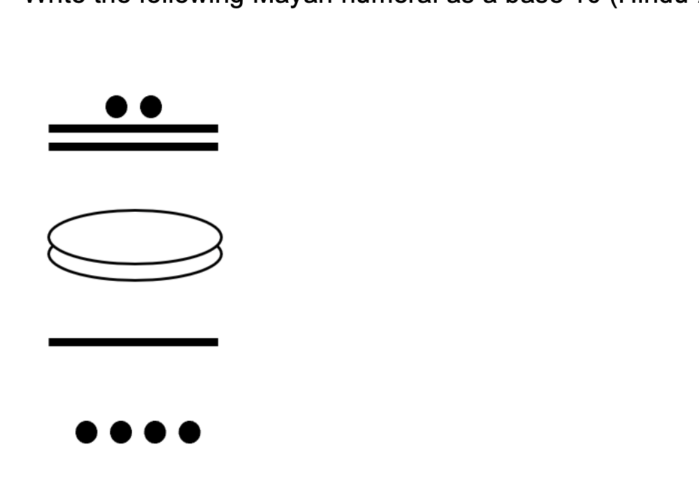 1. Write the following Mayan numeral as a