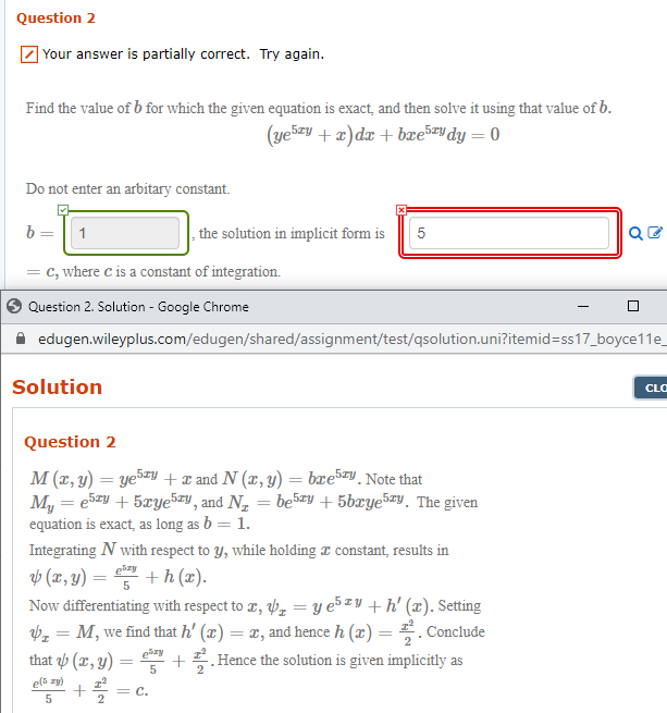 \fM(x, y) = yelTy + x - My = ely + 2xyely =