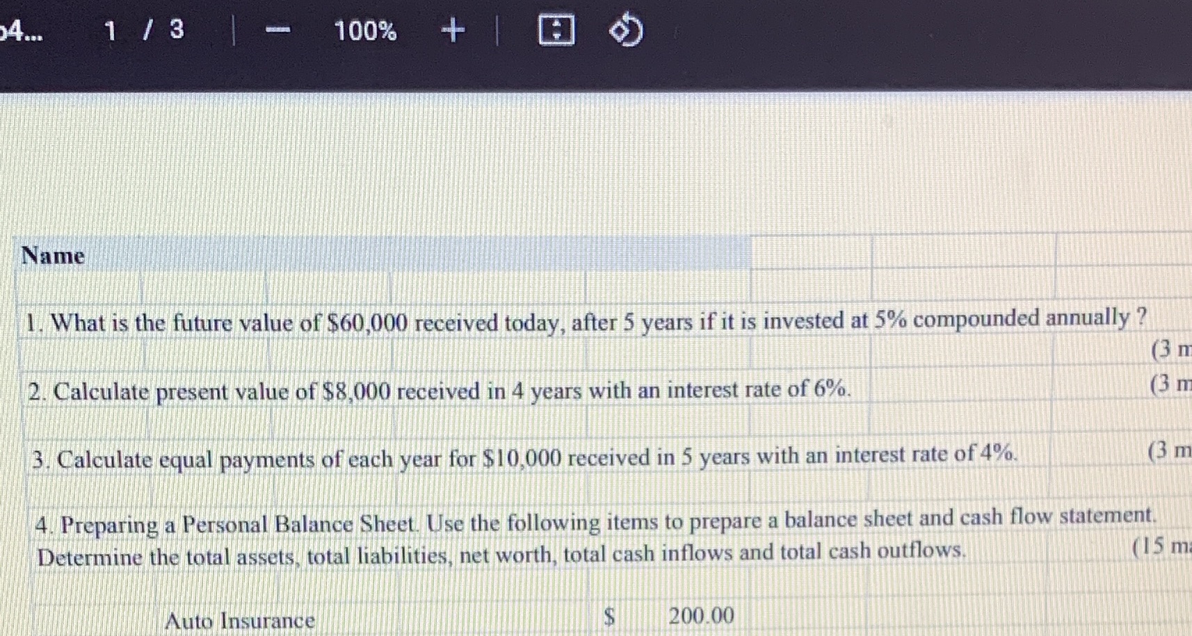 04... 1/3 - 100% + Name 1. What is the future