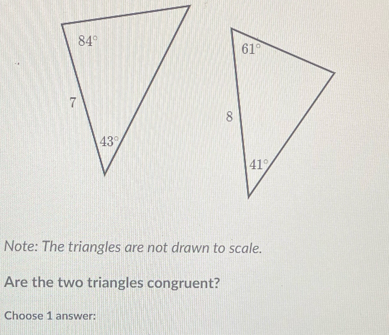 Are the two triangles congruent 84 61 437 419