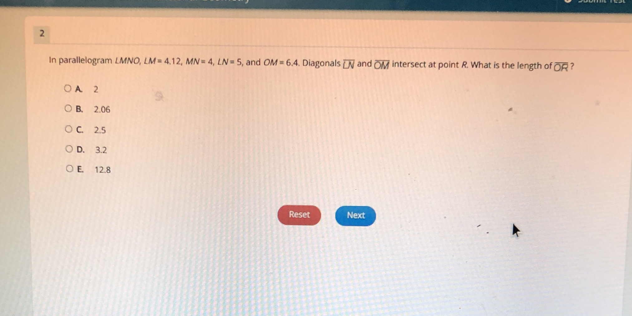 what is the answer ? N In parallelogram LMNO, LM=