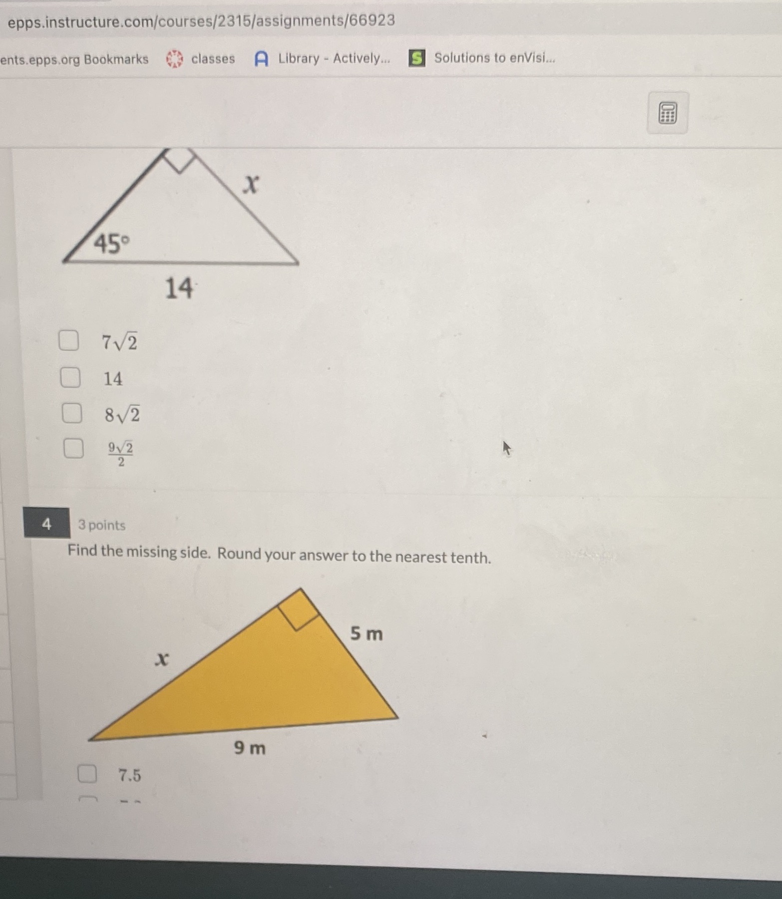 For number 1 find the missing side and for the