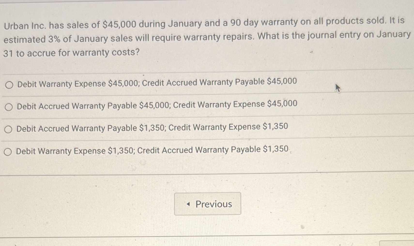 Need help asap Urban Inc. has sales of $45,000