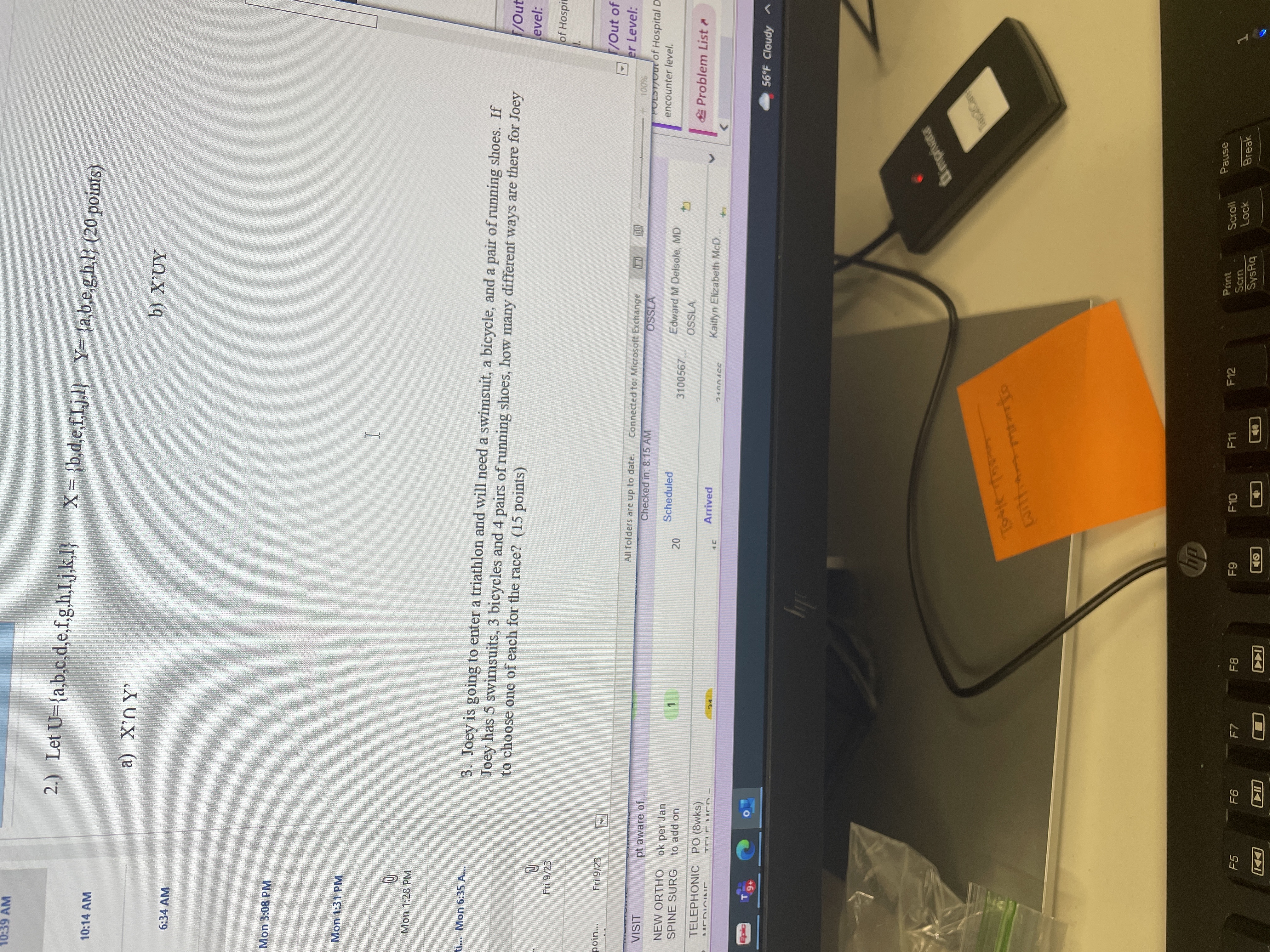 2.) Let U-(a,b,c,d,e,f,g.h,I.j,k,1} X =