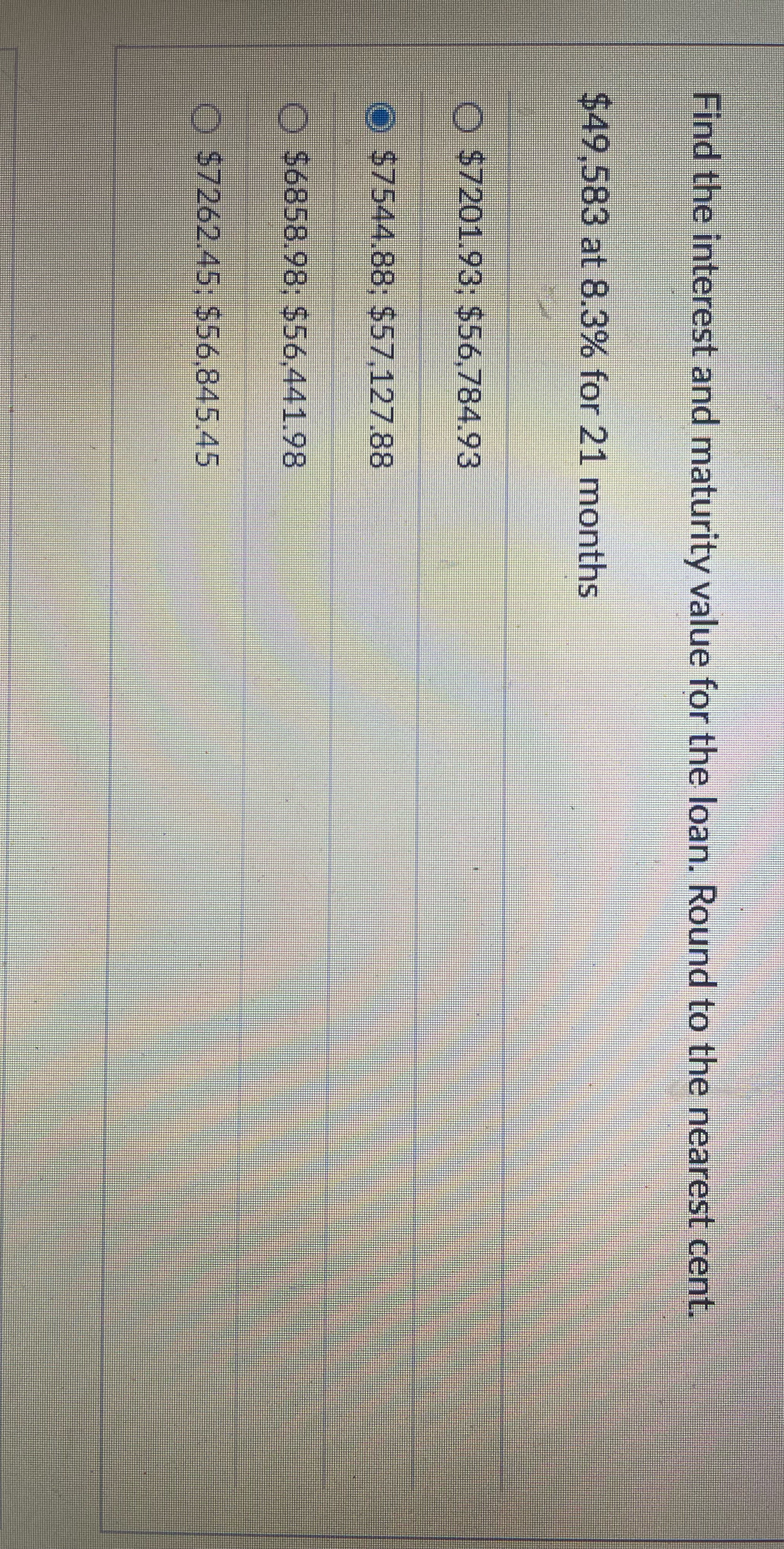 Find the interest and maturity value for the