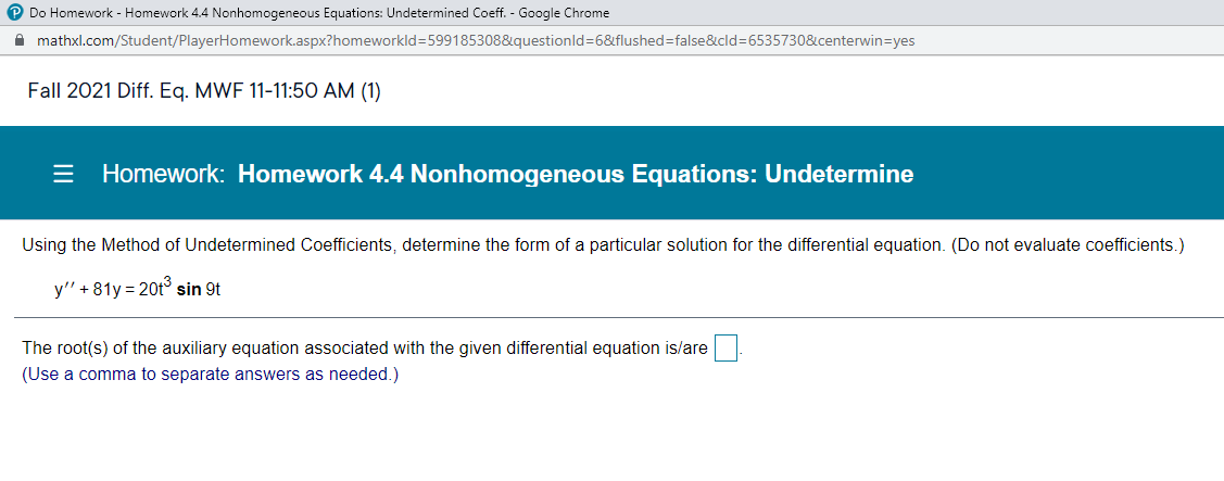 P Do Homework - Homework 4.4 Nonhomogeneous