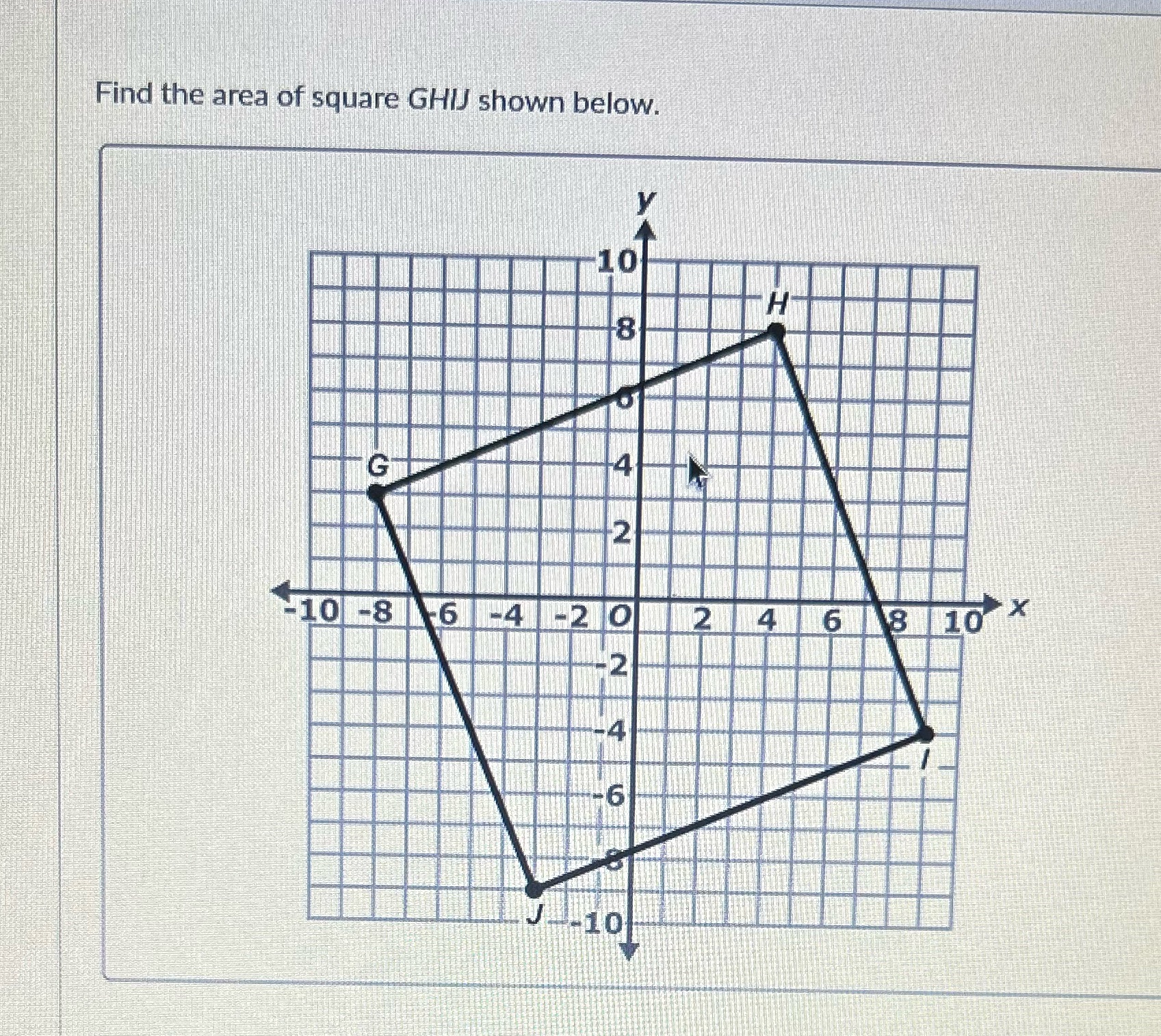Find the area of square GHI shown below. 8 TH 4 2