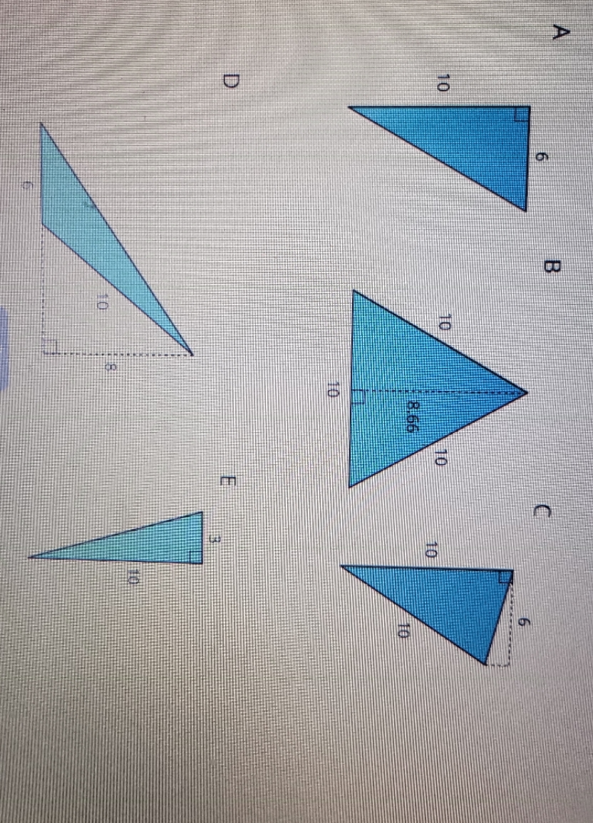 select all the triangles that have an area of 30