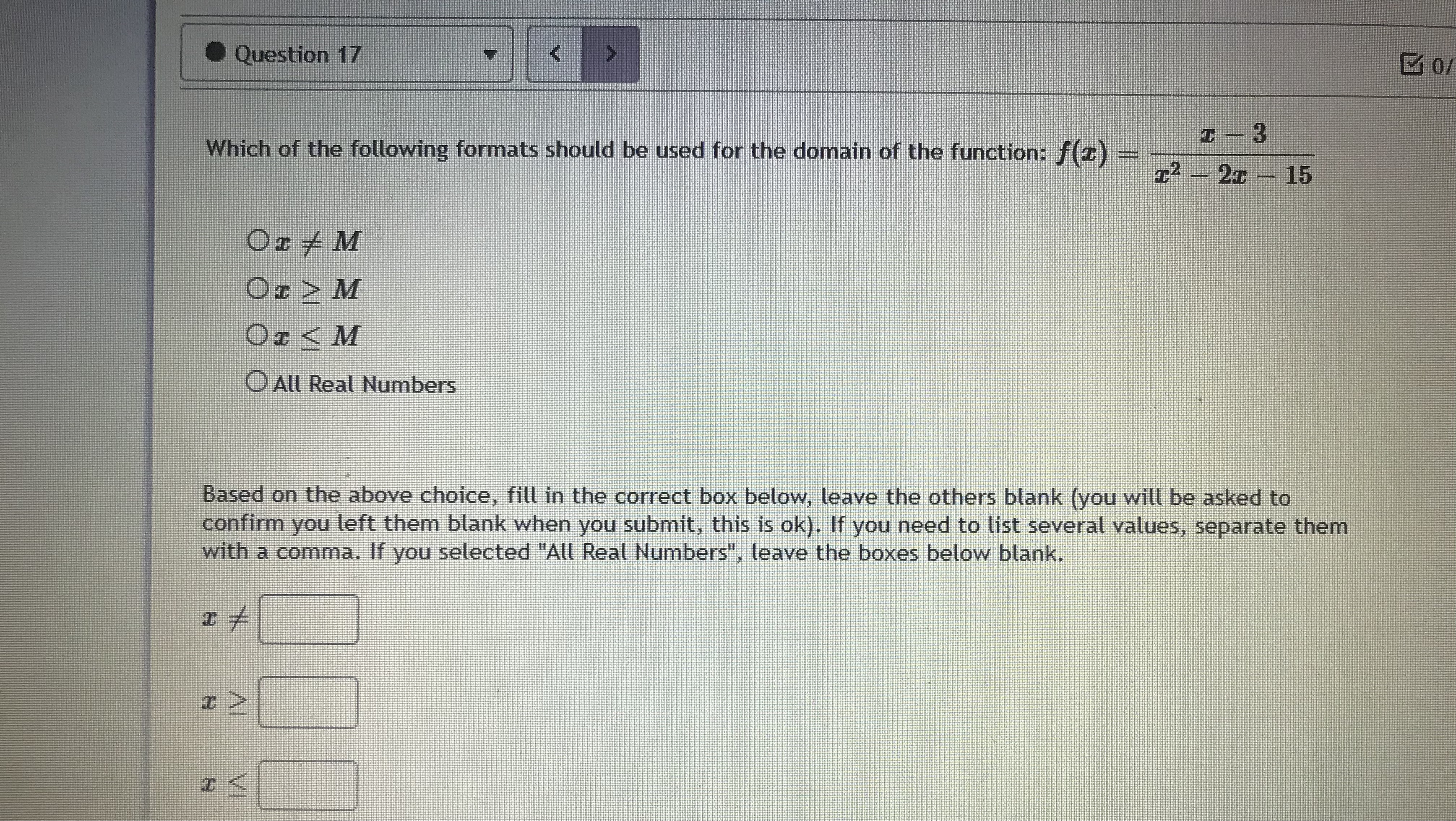 Question 20 > 30 The domain of the function f(I)