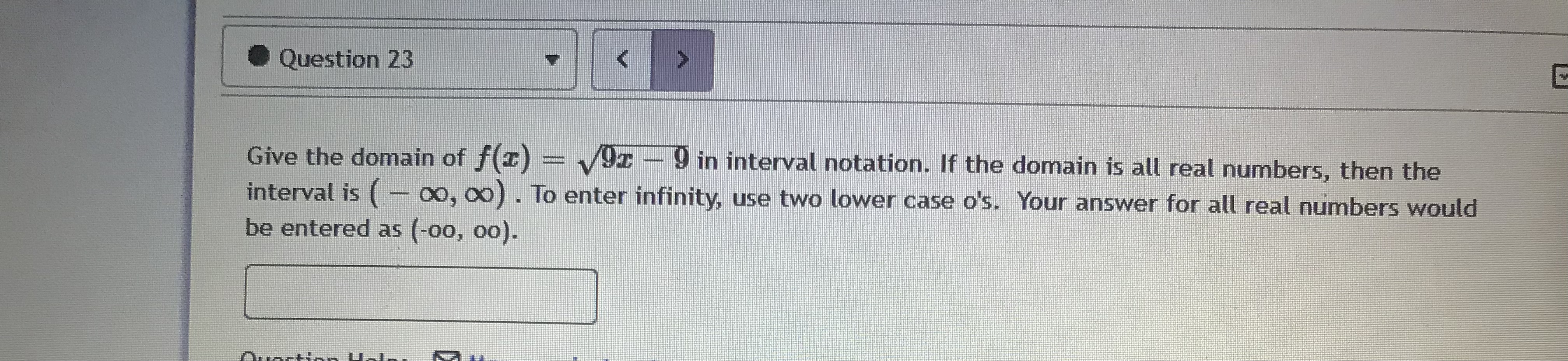 Question 20 > 30 The domain of the function f(I)