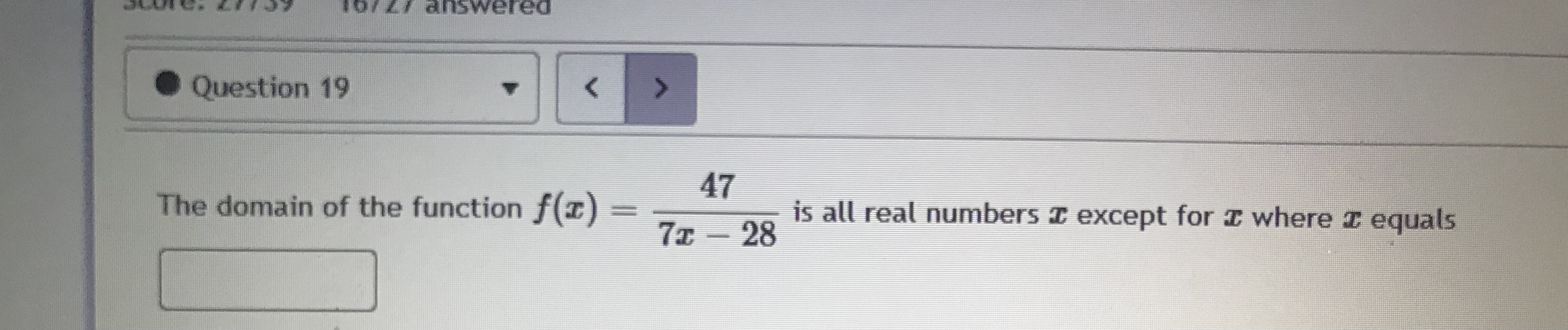 Question 20 > 30 The domain of the function f(I)