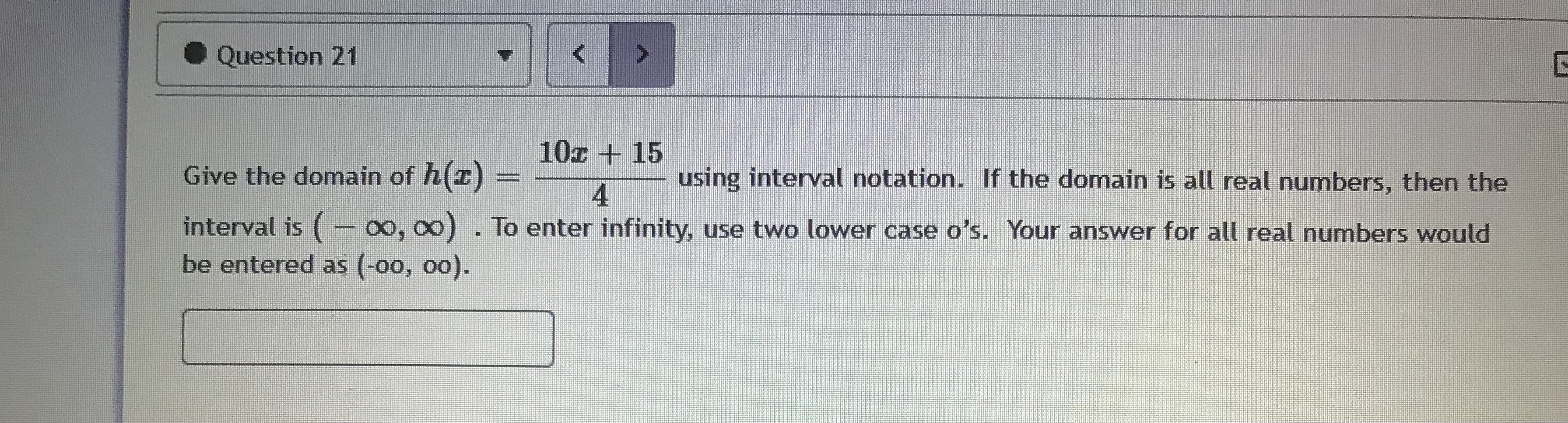 Question 20 > 30 The domain of the function f(I)