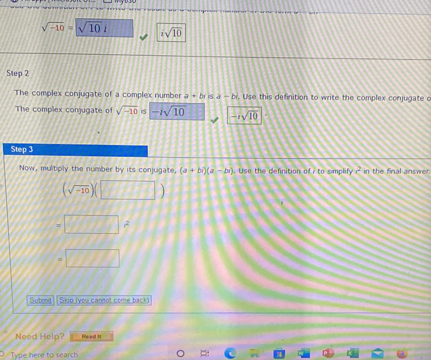 Simplify your answer completely V-10 10 i iV10