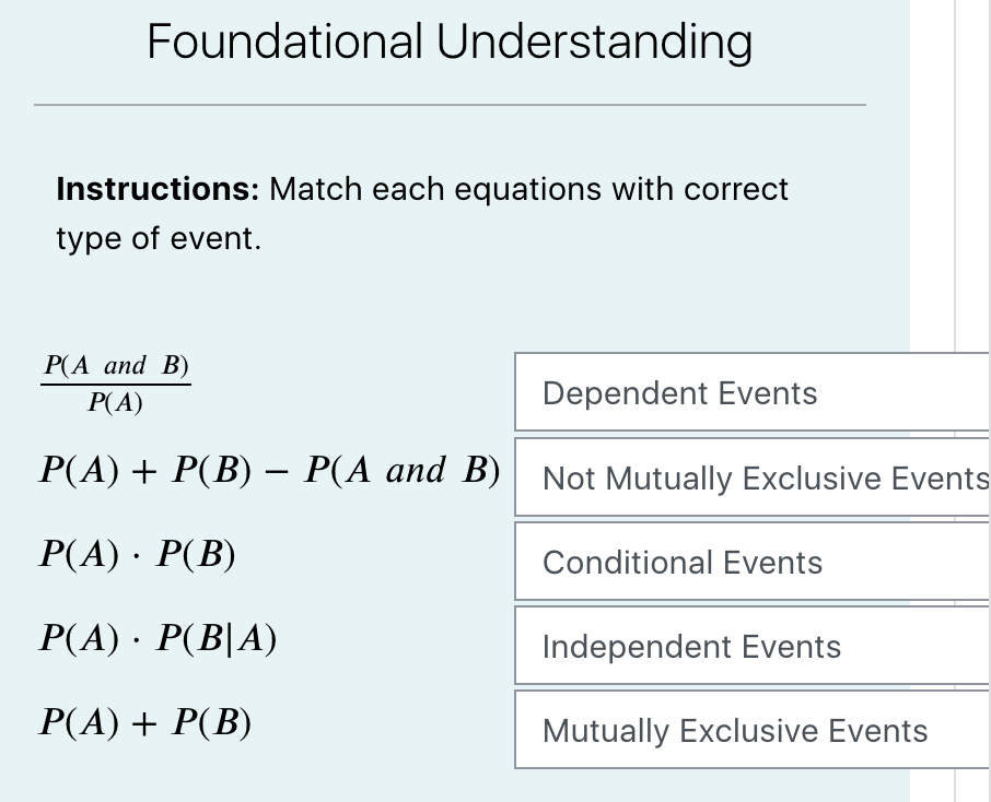 Foundational Understanding Instructions: Match
