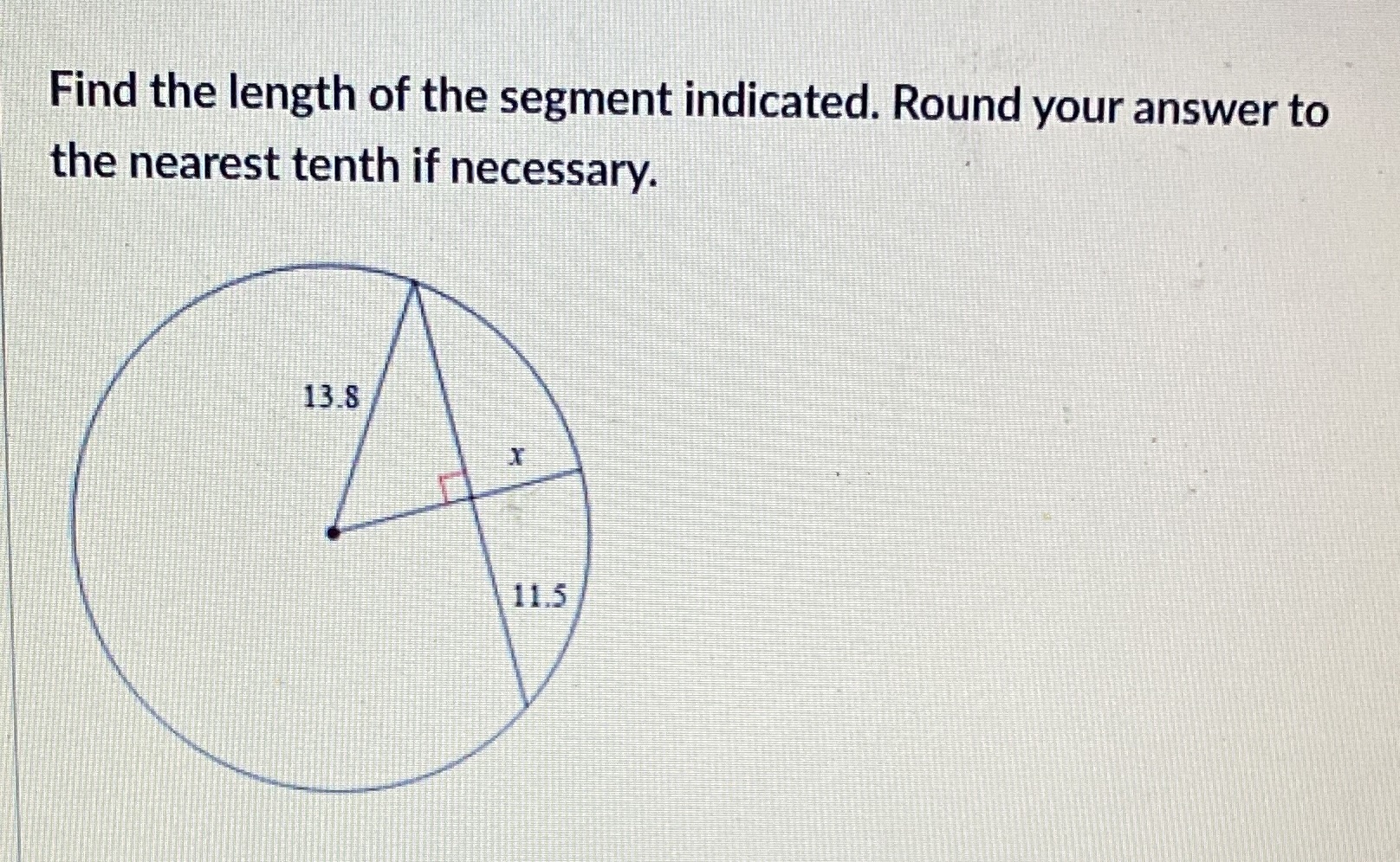 For this question I need to find the length of X.