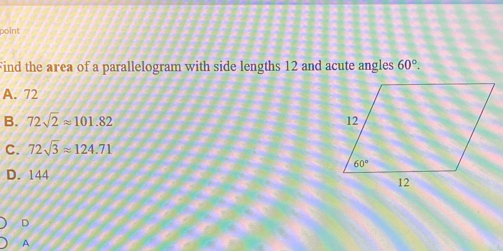 point ind the area of a parallelogram with side