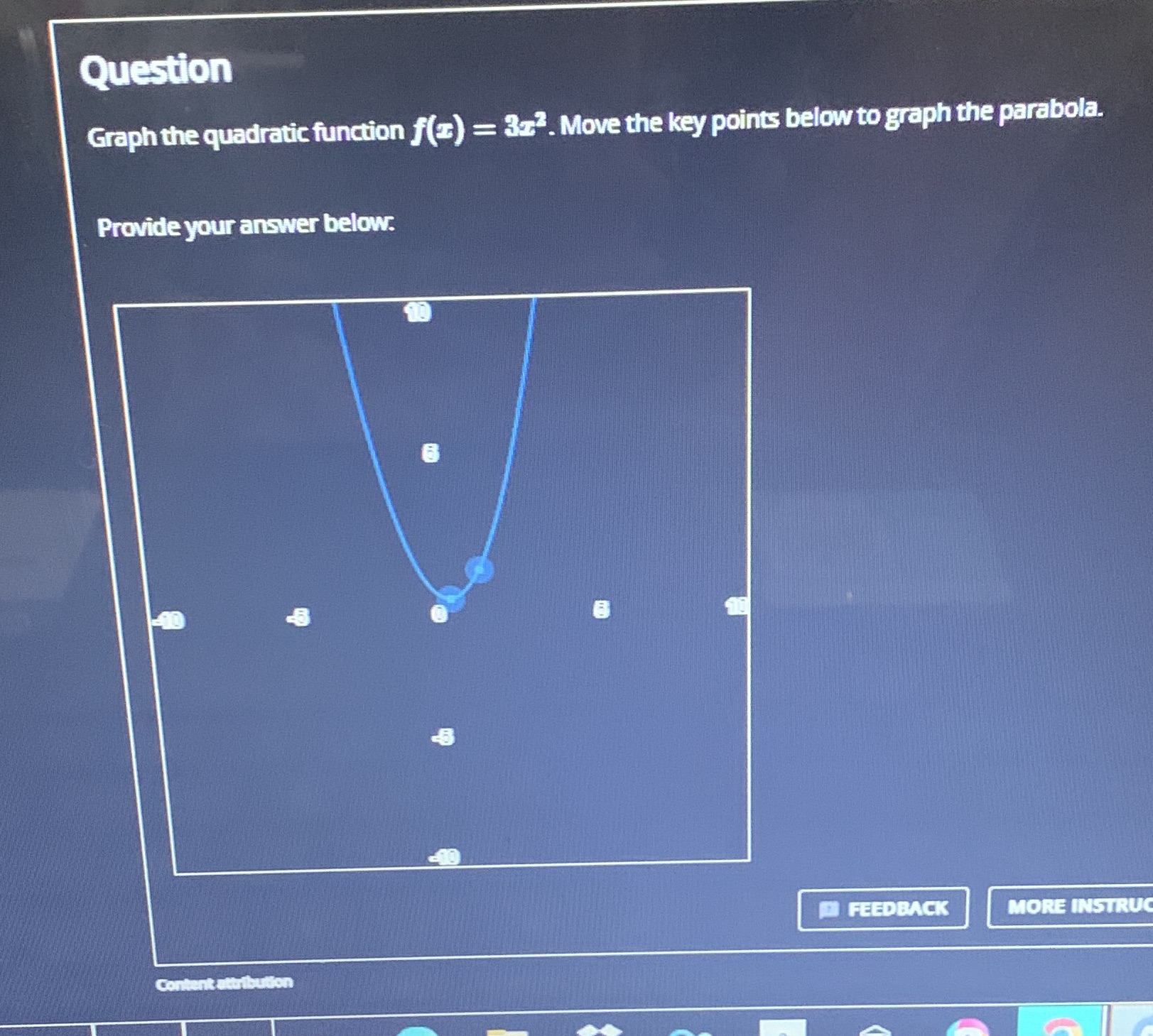 Question Graph the quadratic function f(z) = 323.