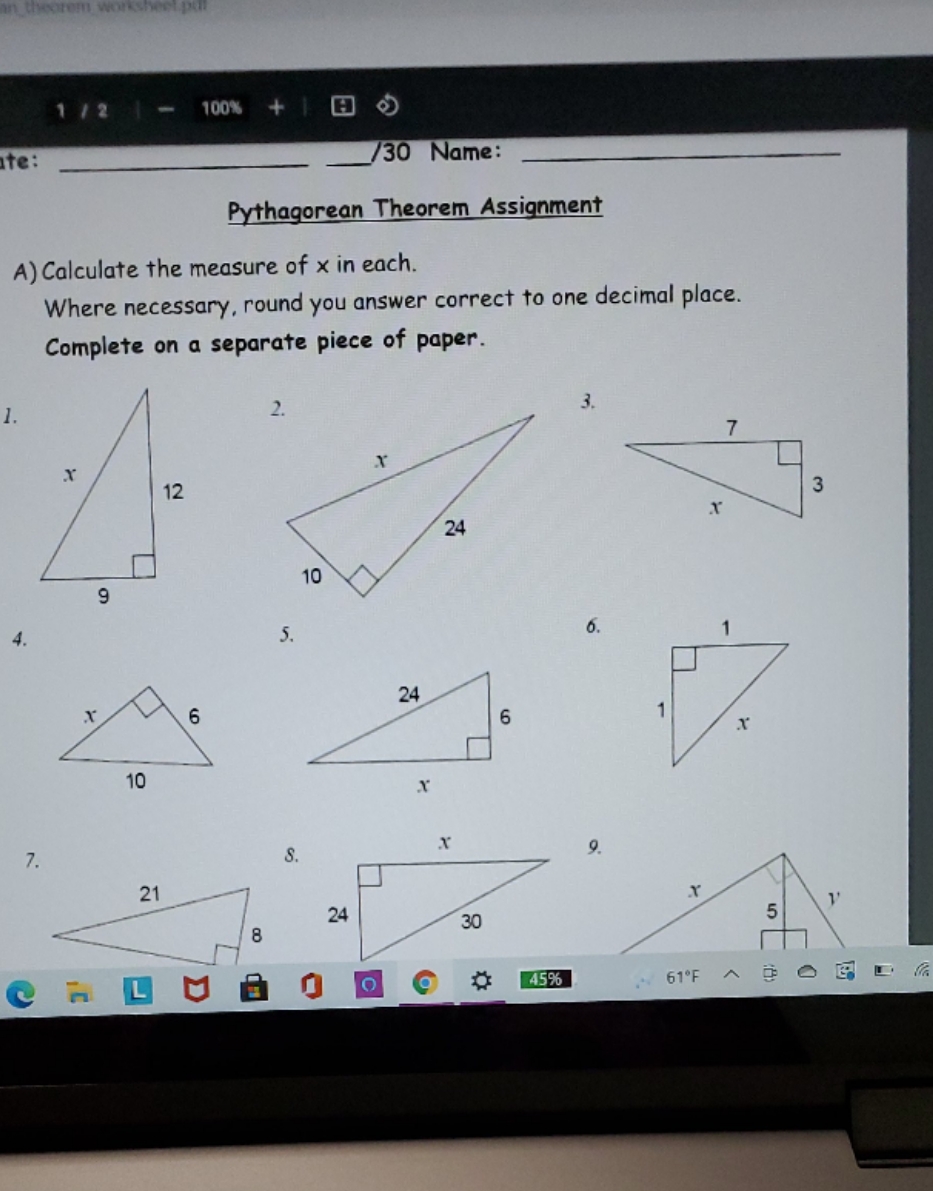 need help pythagorean theorem 100% + H O ite: /30