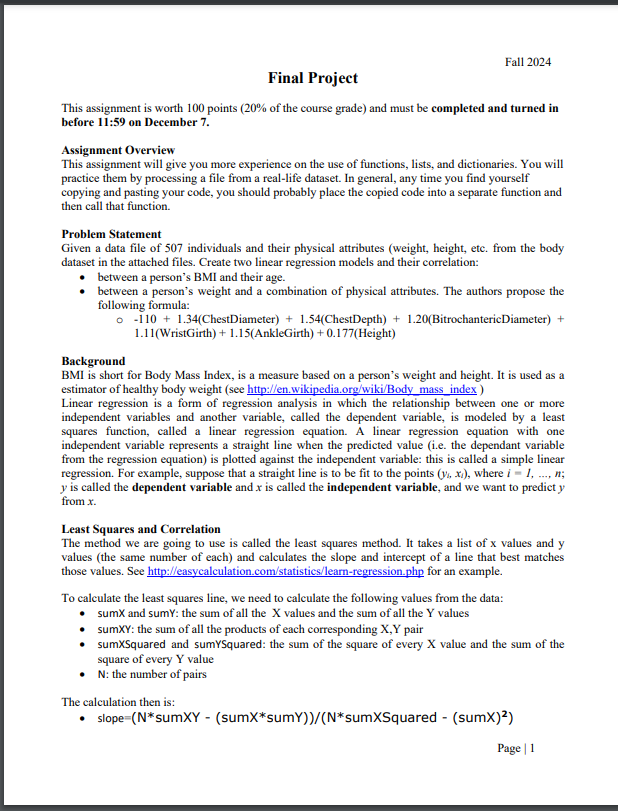 Fall 2024 Final Project This assignment is worth