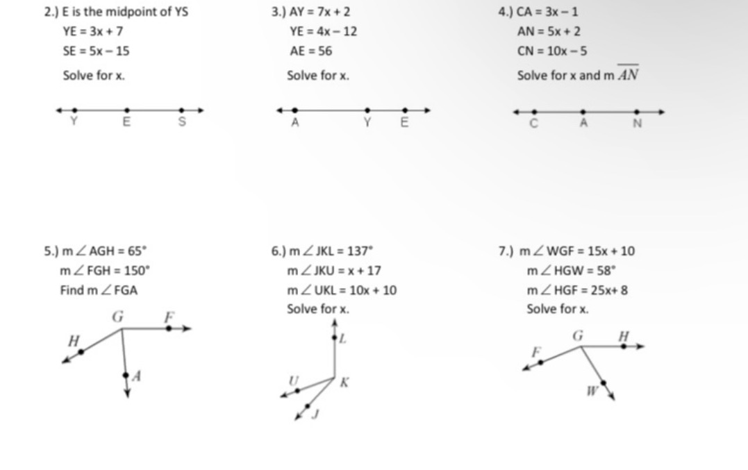 Please help, thank you! 2.) E is the midpoint of